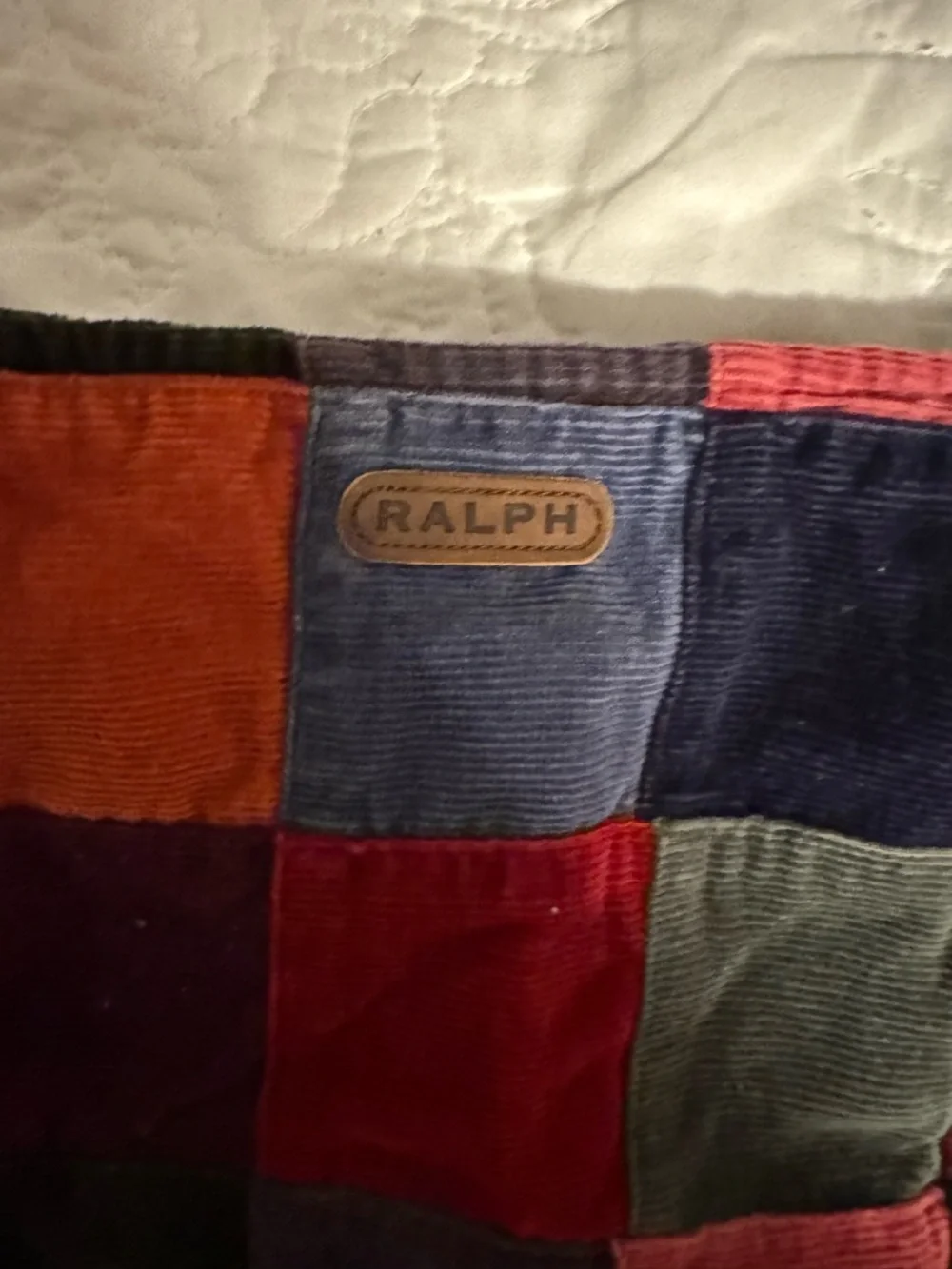 Ralph Lauren Patchwork Corduroy Pencil Skirt in Multicolor Squares - Picture 2 of 3